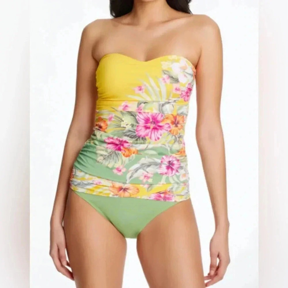 Bleu Rod Beattie  Paradiso Bandeau Tankini Top and Sarong Hipster Bottom - Picture 3 of 13